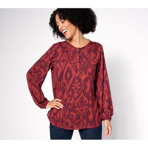 Maya J Women's Top Sz L Chic Pintuck Blouse Red A689525